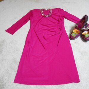 Women's "Kong New York" Hot Pink side runched dress, size med.
